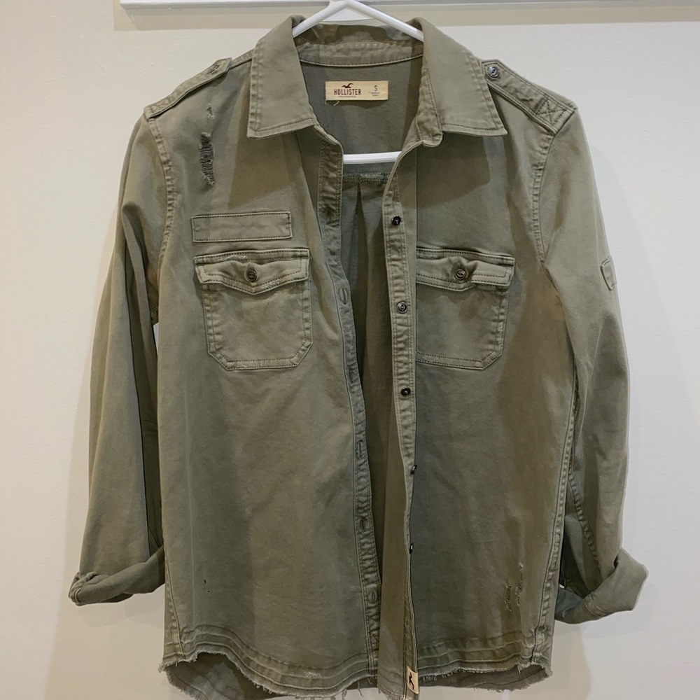 hollister utility army green jacket